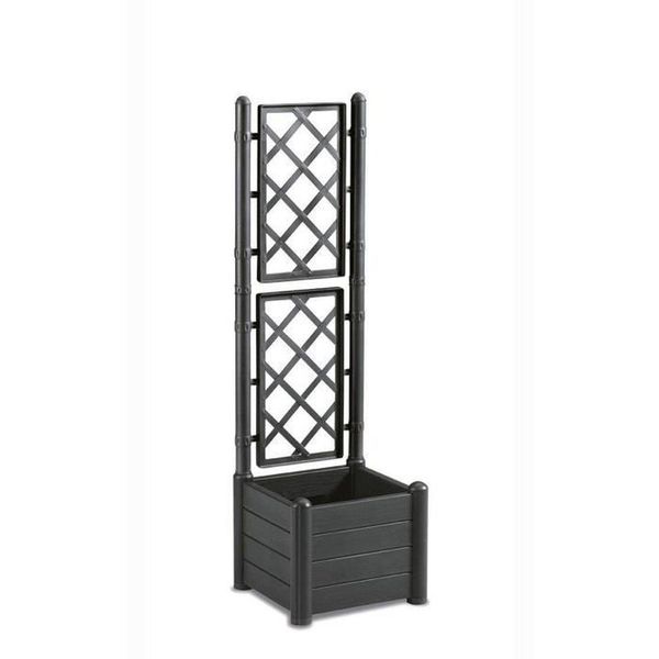 Fioriera Quadrata Italia Con Griglia - 30 L - Plastica - Antracite-image