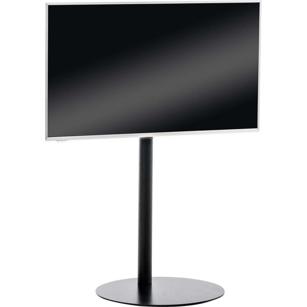 Clp Porta Tv Porta Tv In Acciaio Inox O Metallo, Supporto Tv Universale Con Telaio Regolabile, Rotondo Nero Opaco-image