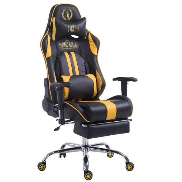 Clp Racing Gaming Sedia Da Ufficio Limit V2 In Ecopelle, Regolabile In Altezza E Girevole, Nera/Gialla Con Poggiapiedi-image