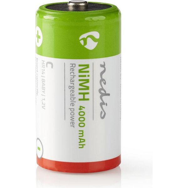 Batteria Ricaricabile Ni-Mh C | 1,2 V Dc | 4000 Mah | Precaricata | 2-Blister | HR14 | Verde / Rosso-image