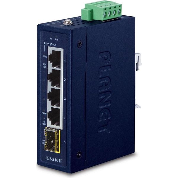 Planet IGS-510TF - Switch - Unmanaged - 4 X 10/100/1000 + 1 X 1000Base-X Sfp - An Din-Schiene Montierbar, Wandmontierba-image