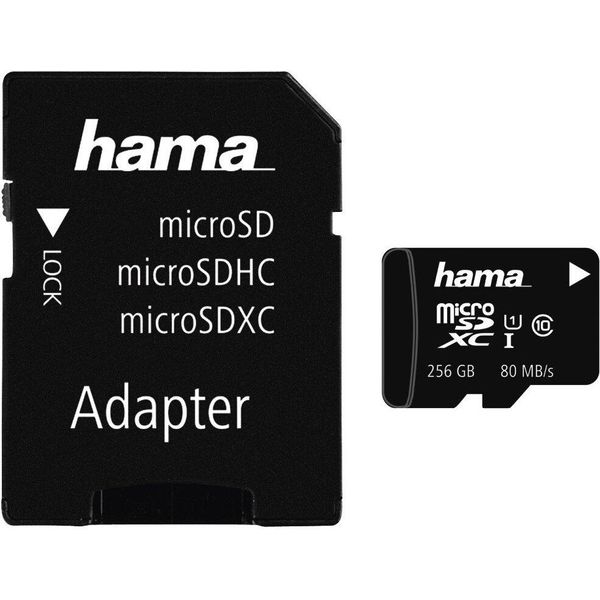 Hama - Scheda Di Memoria Flash (Adattatore Da Microsdxc A Sd Incluso) - 256 Gb - Uhs Classe 1 / Classe 10 - Microsdxc UHS-I (001-image