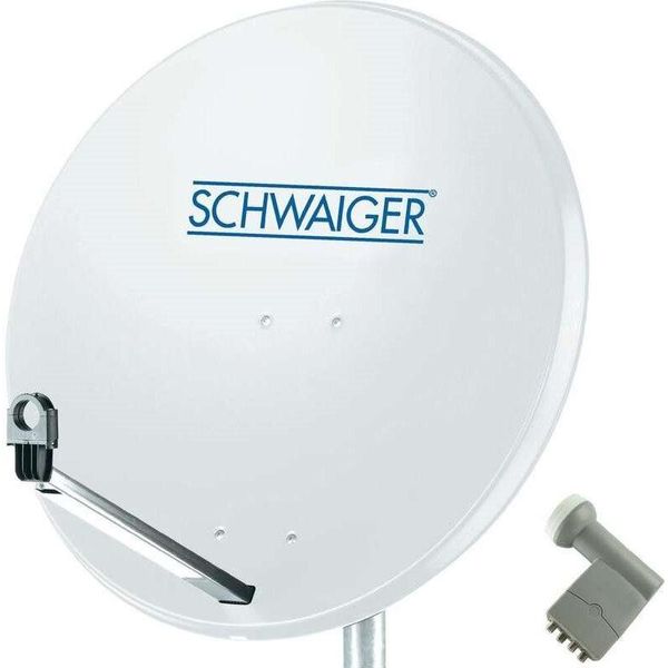 Sistema Sat Schwaiger 80 Cm 4 Partecipanti Quad-Lnb (Con Interruttore) Grigio Chiaro-image