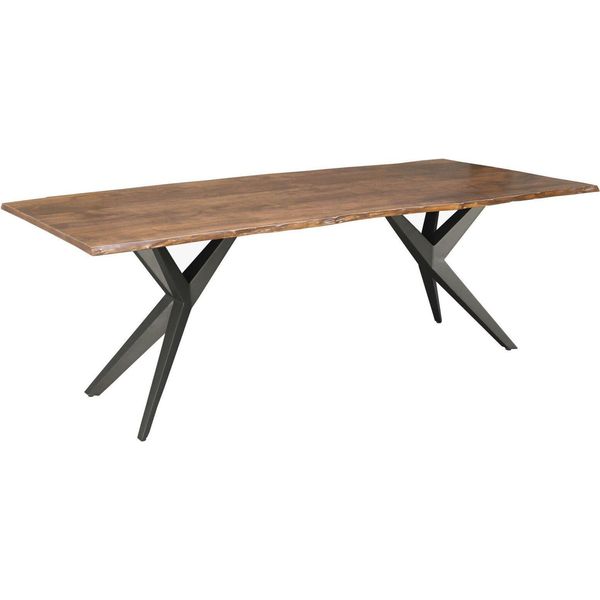 MASSIVMOEBEL24 | Freeform 4 Tavolo Da Pranzo In Legno Di Acacia - Laccato Natur /Gambe In Ferro - Argento Mat 140X90X76-image