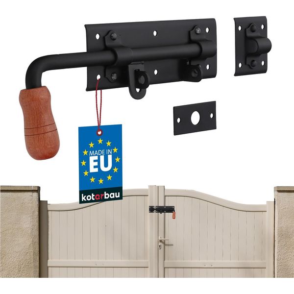 Kotarbau® Catenaccio 280 Mm A Sinistra Catenaccio Della Porta Catenaccio Della Serratura Catenaccio Di Scorrimento Verniciato A Polvere Serratura Del Catenaccio Serratura Del Cancello Nero-image