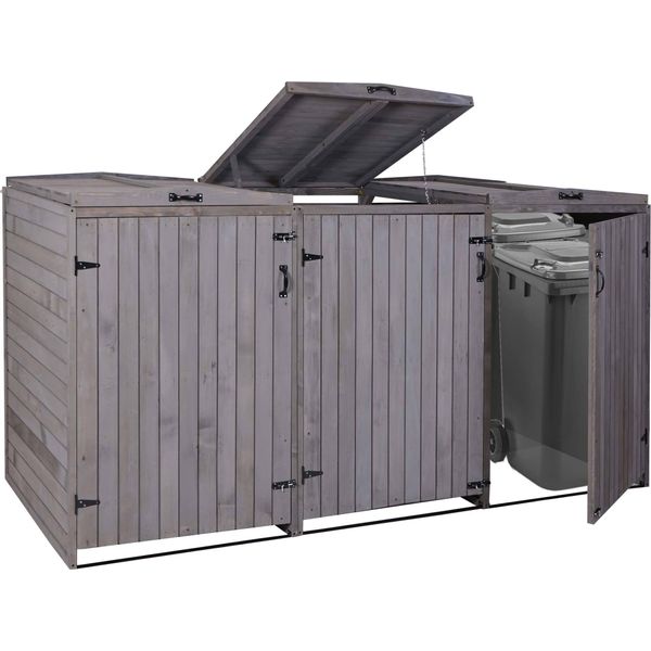 Xl 3/6 Posti HWC-H74, Contenitore Per Rifiuti, Espandibile 126X238X98Cm Legno Fsc® ~ Grigio Antracite-image