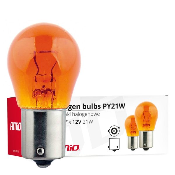Lampade Alogene PY21W Bau15S 12V 21W Amber Confezione Da 10 Pezzi E8 AMIO-01158-image