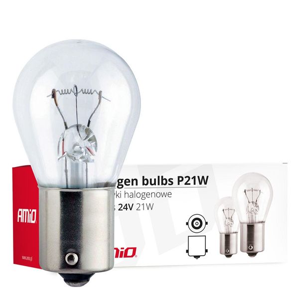 Lampade Alogene P21W Ba15S 24V 21W 10 Pezzi - Omologate E8, AMIO-01006-image