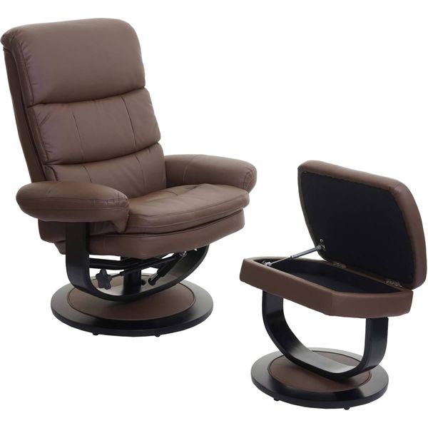 Poltrona Relax HWC-C16, Poltrona Tv Poltrona Tv Sgabello Con Vano Portaoggetti, Certificato Mvg ~ Similpelle Taupe-Marrone-image