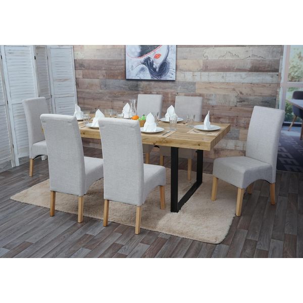 Set Di 6 Sedie Da Pranzo Latina, Sedia Da Cucina, Tessuto/Tessuto Mvg ~ Beige Crema, Gambe Chiare-image