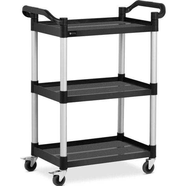 Carrello Di Servizio Royal Catering - Plastica/Alluminio - 3 Ripiani - Ripiani: 63 X 40 Cm - 150 Kg - Nero - --image