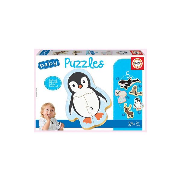 Educa - Baby Puzzles, Puzzle Per Bambini Animali Polari, 5 Puzzle Progressivi Da 2 A 5 Pezzi, Da 24 Mesi (18588) Educa Fascia D'età: +2 Anni-image