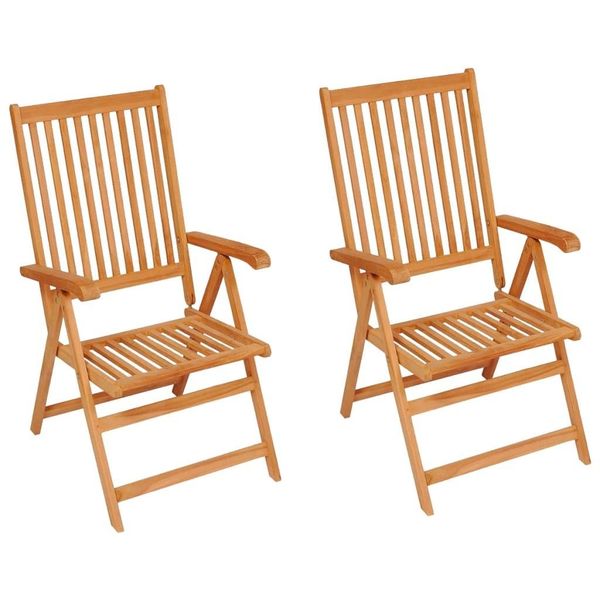 Vidaxl Sedie Da Giardino 2 Pezzi Con Cuscini Verdi In Legno Massiccio Teak-image
