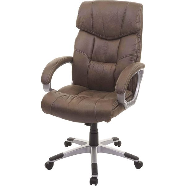 Sedia Da Ufficio HWC-A71, Sedia Direzionale Girevole Da Scrivania, Tessuto/Tessuto, Fsc® ~ Aspetto Scamosciato Marrone-image