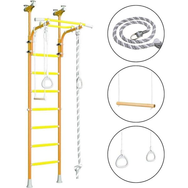 Wallbarz Family 4D Parete Di Arrampicata Parete Di Ginnastica Parete Di Arrampicata Attrezzi Da Ginnastica Per Bambini Indoor Con Montaggio A Soffitto In Arancione-image