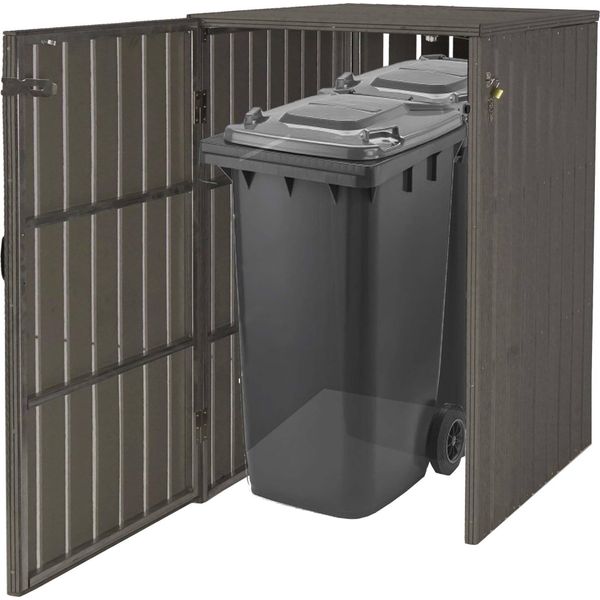 Xl 1/2 Wpc Coperchio Del Cestino HWC-J28, Cestino Per Rifiuti, Metallo Effetto Legno, Espandibile ~ Grigio-image