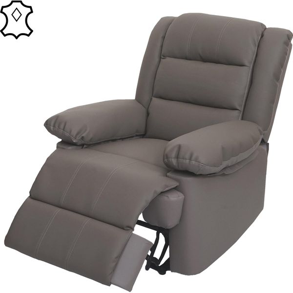 Poltrona Tv HWC-G15, Poltrona Reclinabile, Pelle + Similpelle 101X87X100Cm ~ Taupe-image