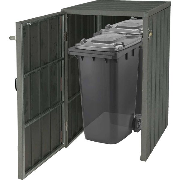 Coperchio Per Cestino Xl 1/2 Wpc HWC-J28, Contenitore Per Cestino Di Qualità Superiore, Aspetto Legno Metallo, Espandibile ~ Grigio-image