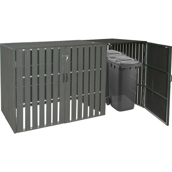Xl 1/2 Wpc, Estensione Del Coperchio Del Cestino HWC-J28, Cestino Per Rifiuti, Metallo Effetto Legno ~ Antracite-image