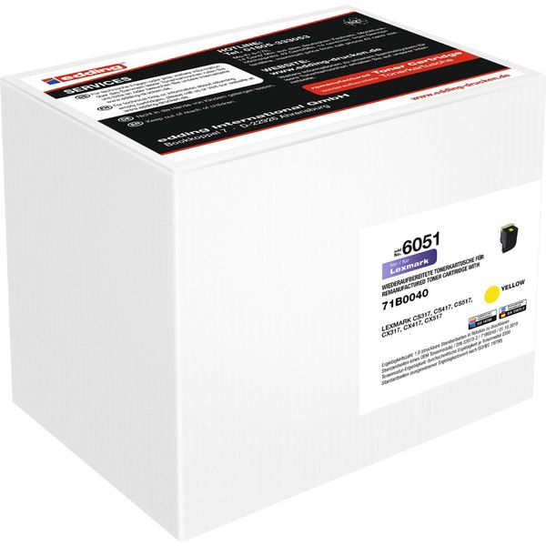 Edding EDD-6051 Gelb Toner Ersetzt Lexmark 71B0040/71B20Y0 (18-6051)-image