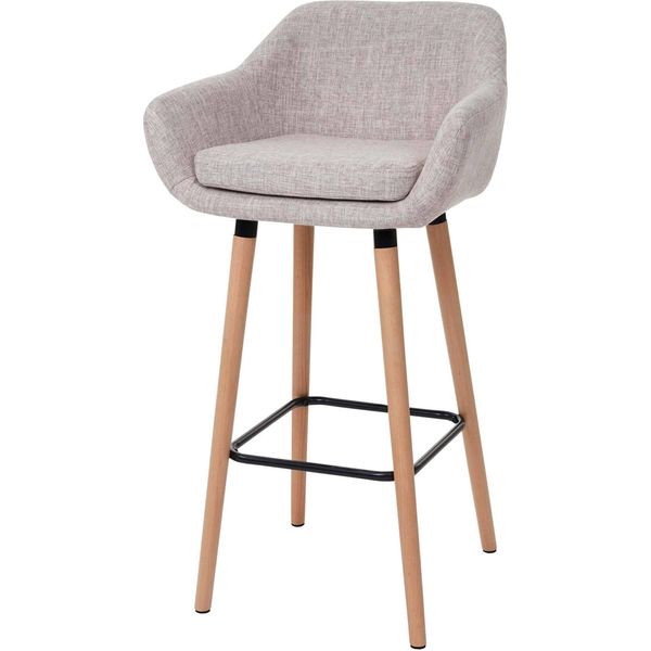 Sgabello Da Bar Malmö T381, Sgabello Da Banco Certificato Mvg ~ Tessile, Grigio Crema-image