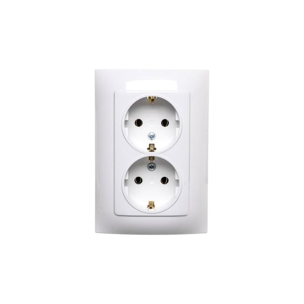 Simon 10 Presa Doppia Schuko Bianca 16A 250V IP20 CGSZ2/11-image