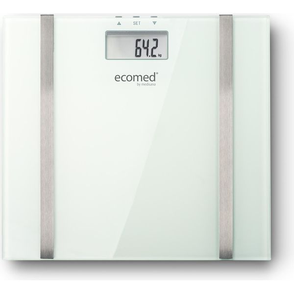 Medisana Medisana Gmbh Ecomed BS-70E, Bilancia Pesapersone Elettronica, 180 Kg, Bianco, Kg, Lb, St, Rettangolare, Vetro-image
