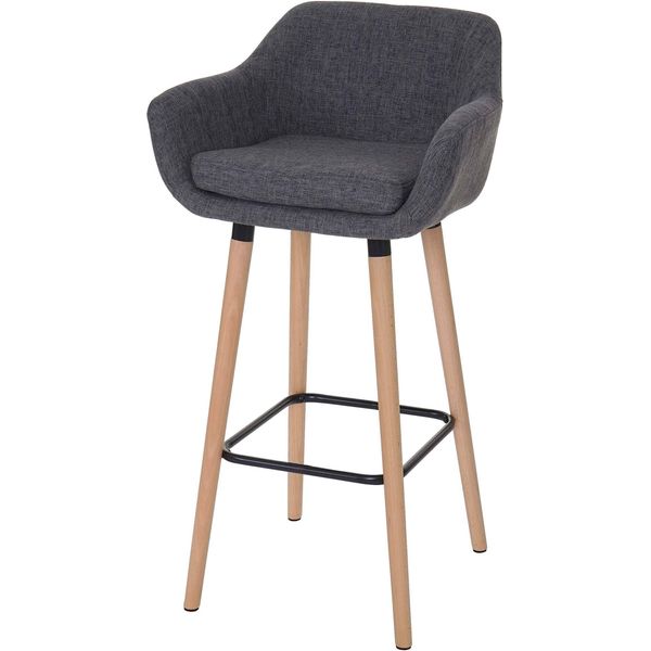 Sgabello Da Bar Malmö T381, Sgabello Da Banco Certificato Mvg ~ Tessuto, Grigio-image