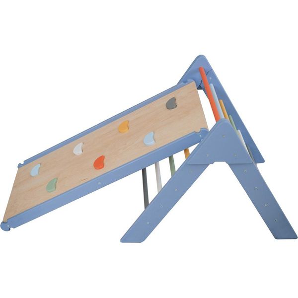 Parco Giochi Indoor Moon, Triangolo Di Arrampicata, Struttura Di Arrampicata In Legno Per Bambini Triangolo Sprout, Scivolo Per Bambini | Blu-image