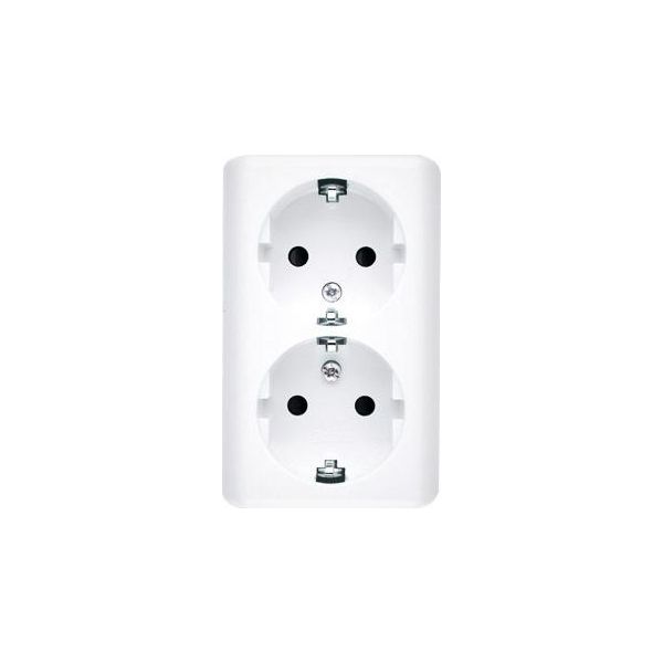 Presa Di Corrente Doppia Schuko Con Contatto Bianco Lucido Simon 54 Premium EGSZ2NZ/11-image