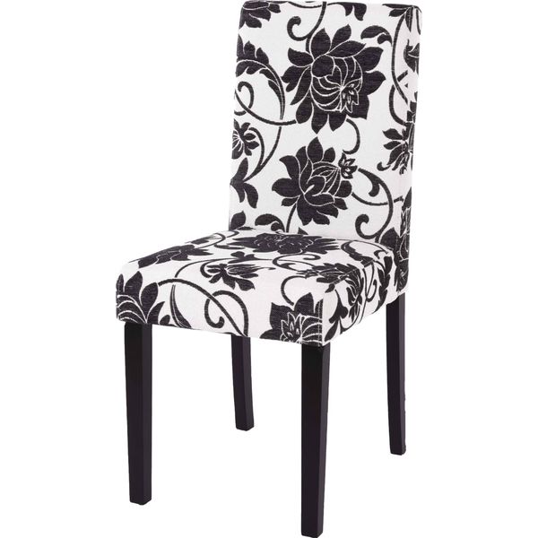 Sedia Da Pranzo Littau, Sedia Da Cucina, Tessuto/Tessuto ~ Jacquard Nero, Gambe Scure-image