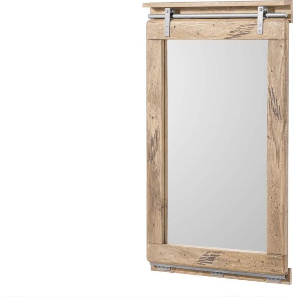 MASSIVMOEBEL24 | Specchio In Legno Di Mango 65X6X110 Sbiancato Laccato Railway-image