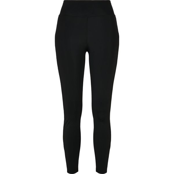 DáMské Leginy Urban Classics Donna Leggings A Vita Alta A Righe Lucide Nero/Nero - 5XL-image