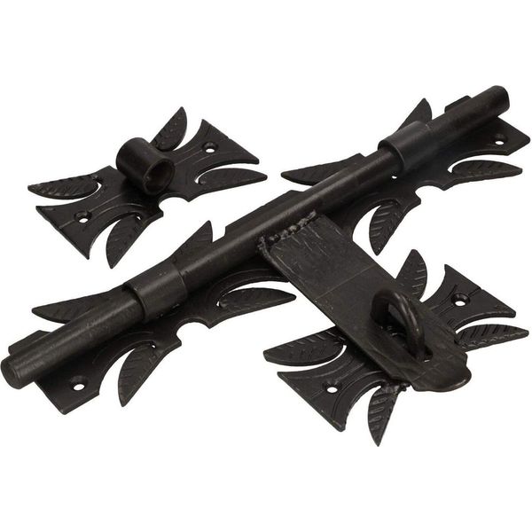 Kotarbau® Catenaccio 320 Mm Destra/Sinistra Catenaccio Scorrevole Per Cancello Verniciato A Polvere Nero Catenaccio In Ferro Battuto Catenaccio A Molla Uni-image