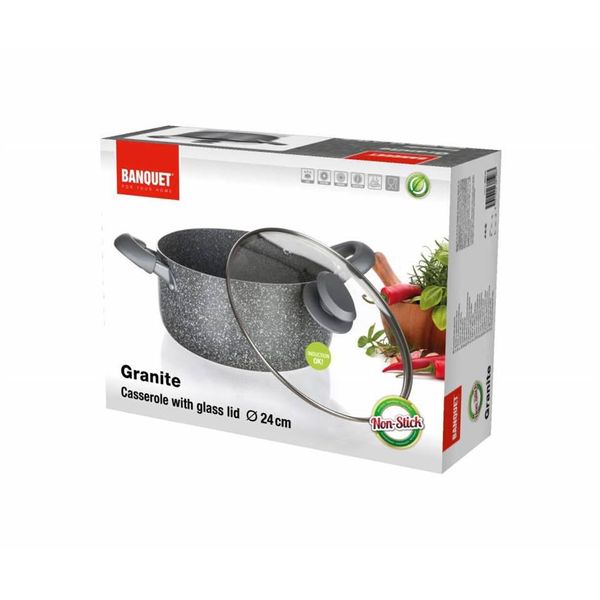 Pentola Con Superficie Antiaderente Granite Pr 24 X 11 Cm, Con Coperchio In Vetro-image
