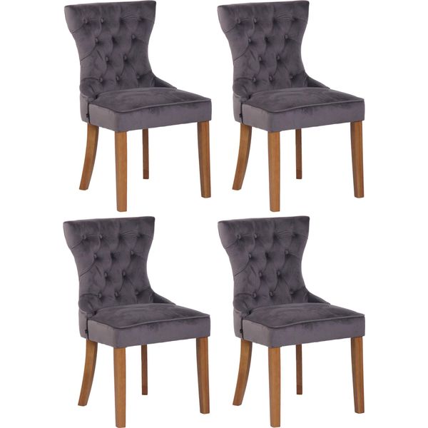Clp Set Di 4 Sedie Da Pranzo Franca Imbottite In Velluto, Grigio Scuro Antico-Chiaro-image