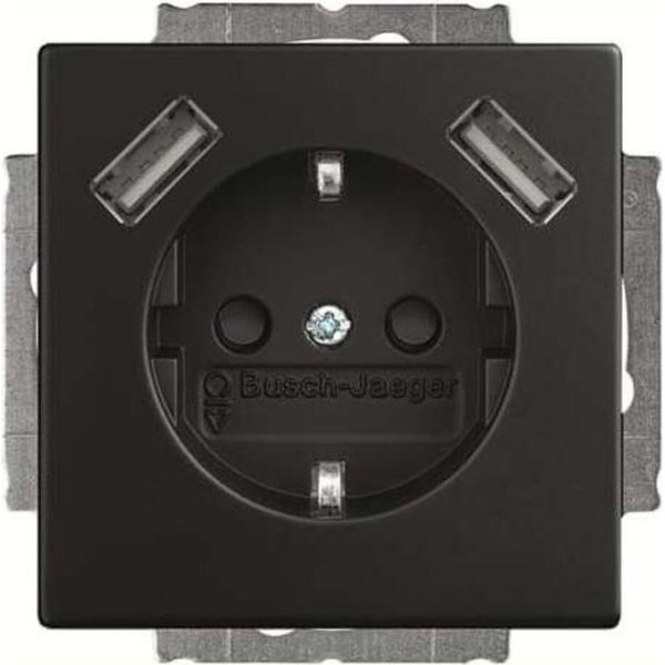 BUSCH-JAEGER Presa Di Corrente 1F Nero Mt Usb Da Incasso W.Bs Horiz Usb IP20-image