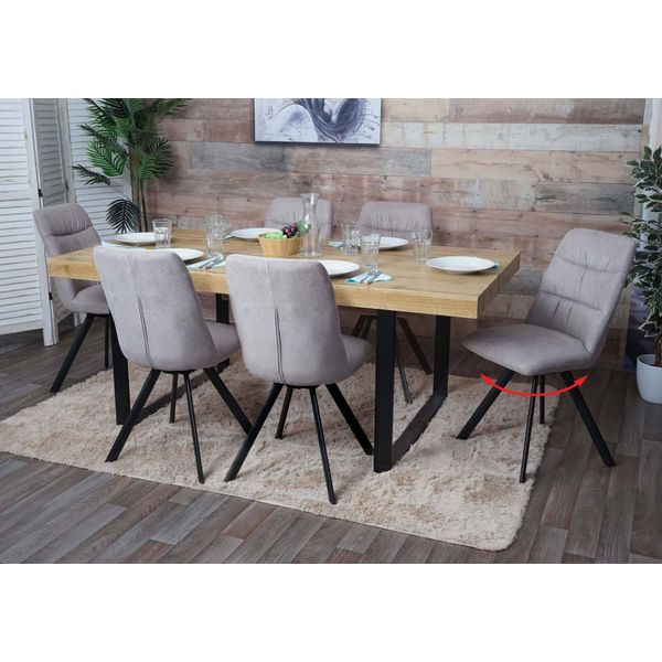 Set Di 6 Sedie Per Sala Da Pranzo HWC-J69, Sedia Da Cucina, Posizione Girevole Automatica, Velluto ~ Crema-Beige-image