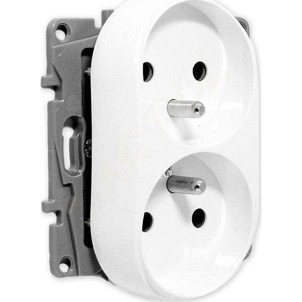 Presa Doppia Con Messa A Terra Legrand Niloe Senza Coperchio 2X2P+Z Per Telaio Bianco (764562)-image