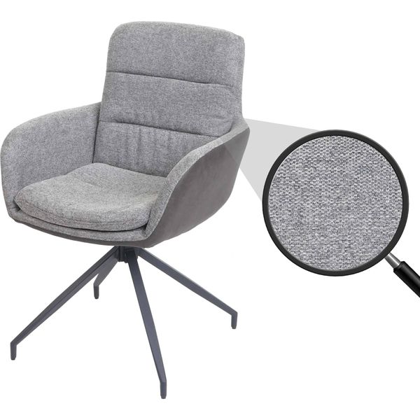 Sedia Da Pranzo HWC-K32, Sedia Da Cucina Poltrona, Posizione Girevole Automatica, Tessuto Mvg ~ Grigio-Grigio Scuro-image