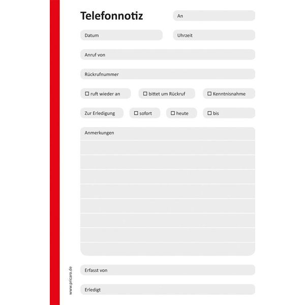 Pricaro Blocco Note Telefonico, A6 Non Perforato, Rosso, 10 Pezzi-image