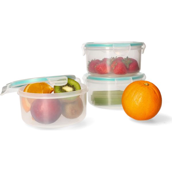Kotarbau® Contenitori Per Alimenti Freschi Set Di Barattoli Rotondi 3 X 0,8 Litri Contenitori In Plastica Per Alimenti-image