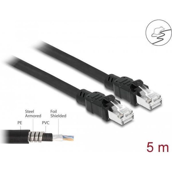 Delock - Cavo Patch - Da RJ-45 (M) A RJ-45 (M) - 5 M - 7,7 Mm - Foiled Unshielded Twisted Pair (F/Utp) - Cat 6A - Alogeno-image