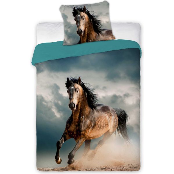 Biancheria Da Letto In Cotone 160X200 Cavallo Al Galoppo 05 8286 Faro-image