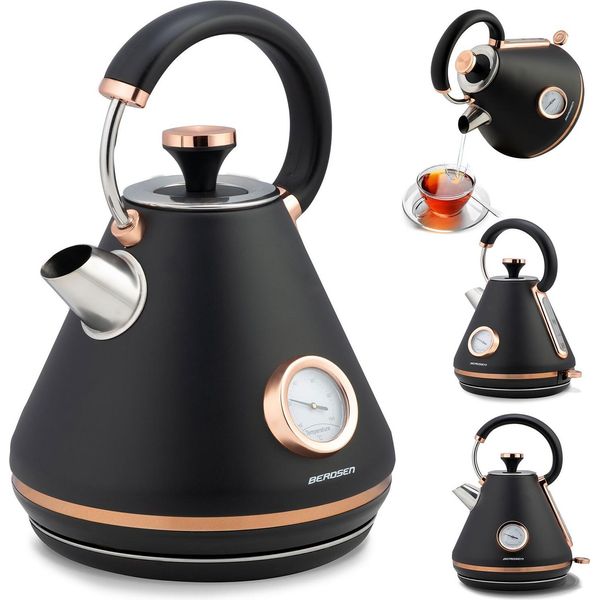Bollitore Elettrico Con Termometro Da 1,7 Litri Berdsen BD-701 Nero-image