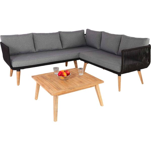 Set Da Giardino HWC-L30, Divano Lounge Set, Legno Di Acacia Mvg ~ Rivestimento Grigio Scuro-image