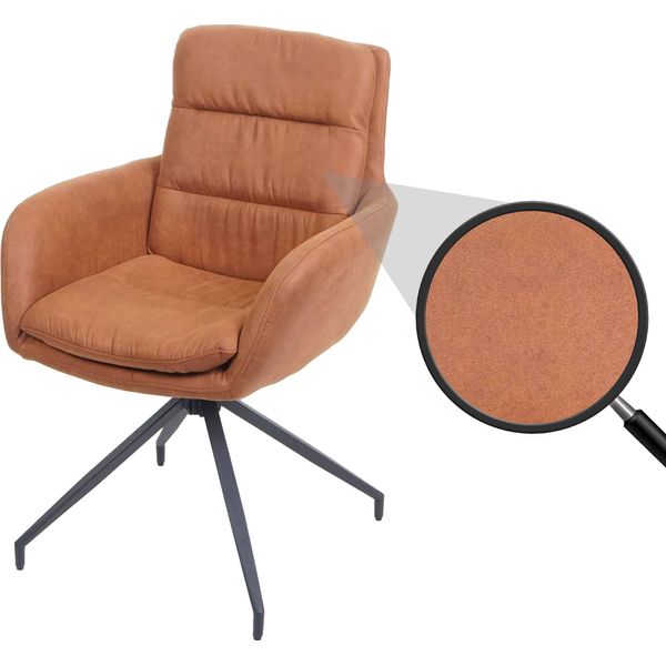 Sedia Da Pranzo HWC-K32, Sedia Poltrona Da Cucina, Posizione Girevole Automatica, Tessuto Mvg ~ Camoscio Marrone-image