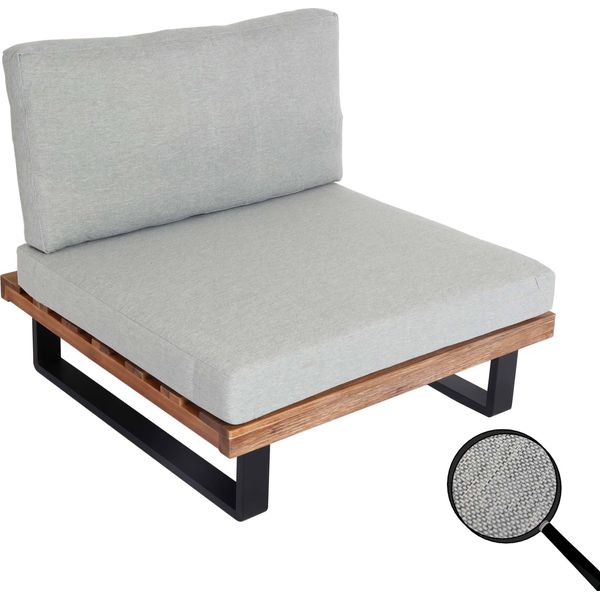 Poltrona HWC-H54, Poltrona Da Giardino, Legno Di Acacia Filato, Alluminio ® ~ Marrone Chiaro, Rivestimento Grigio Chiaro-image