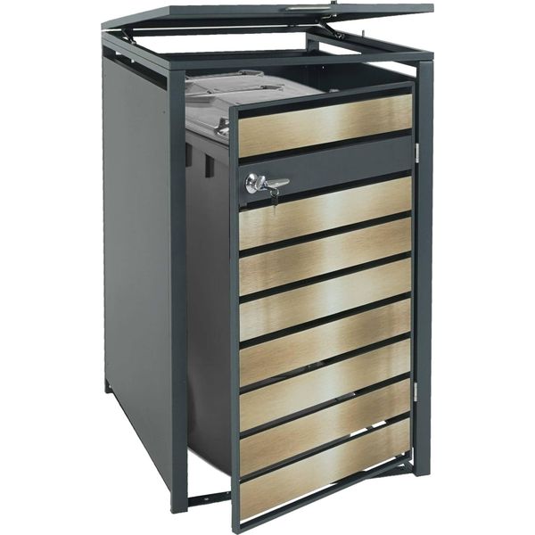 Coperchio Per Pattumiera Xl A 1/2 Scomparti HWC-J81, Contenitore Per Pattumiera In Metallo 36 Kg Antracite ~ Oro-image