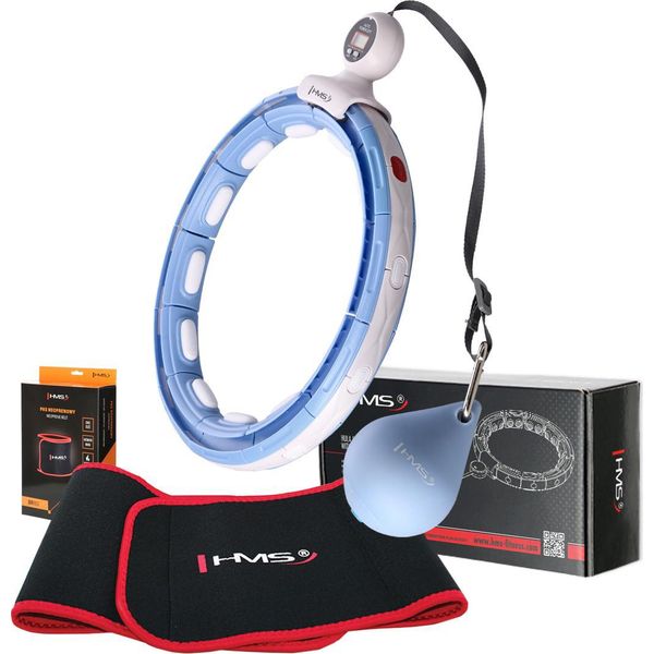 Hms HHM15 Set Per Massaggio Con Hula Hoop Con Pesi, Magneti E Contatore E BR163 Cintura Dimagrante Blu-image